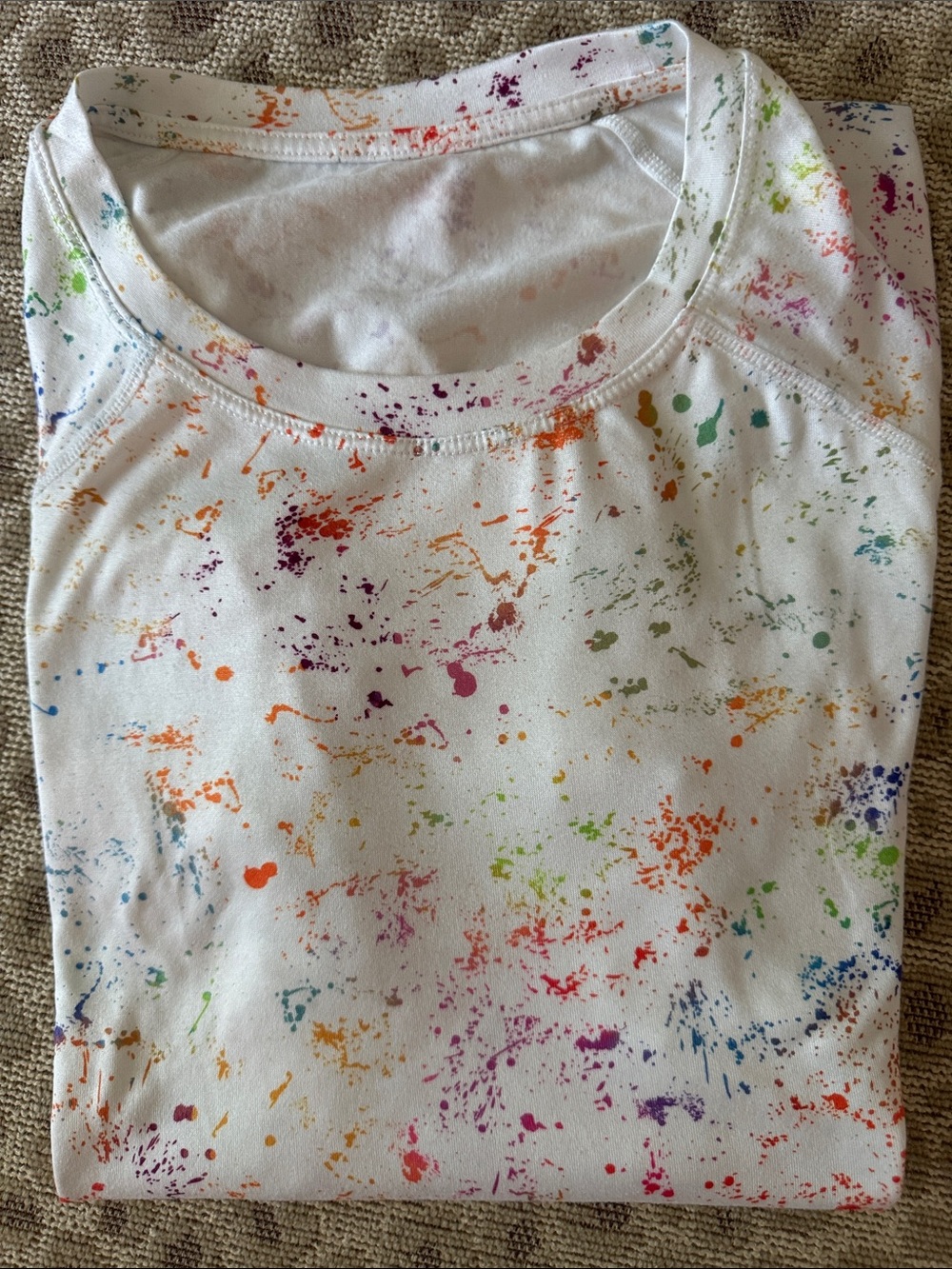 ZYIA White Multicolor Paint-Splatter Active Top